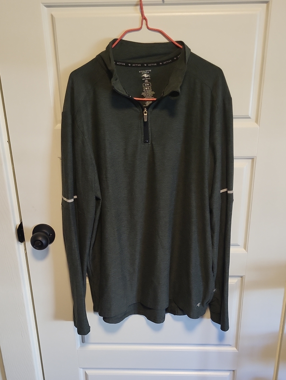 Athletic Works Men's Quarter-Zip Pullover Sweater - Olive Green